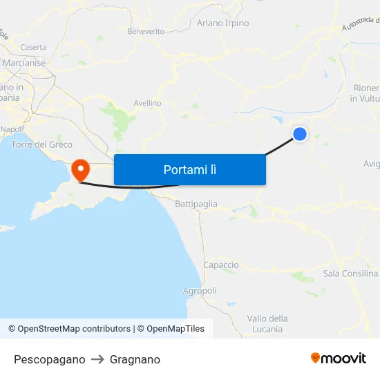 Pescopagano to Gragnano map