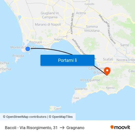 Bacoli - Via Risorgimento, 31 to Gragnano map