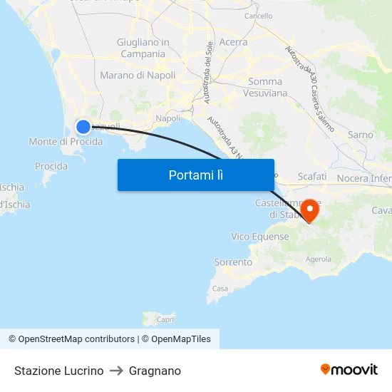 Stazione Lucrino to Gragnano map