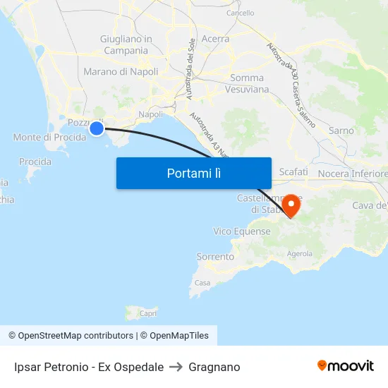 Ipsar Petronio - Ex Ospedale to Gragnano map