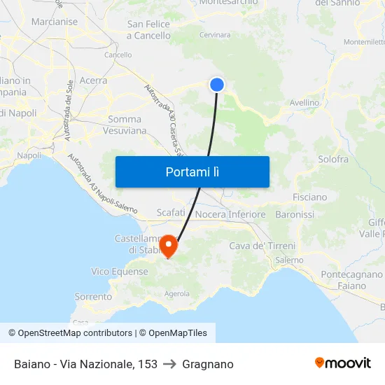 Baiano - Via Nazionale, 153 to Gragnano map