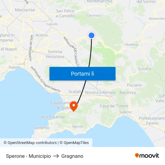 Sperone - Municipio to Gragnano map