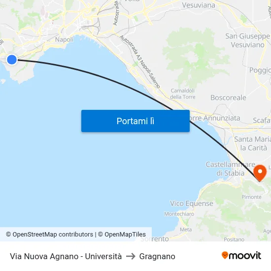Via Nuova Agnano - Università to Gragnano map