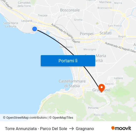 Torre Annunziata - Parco Del Sole to Gragnano map