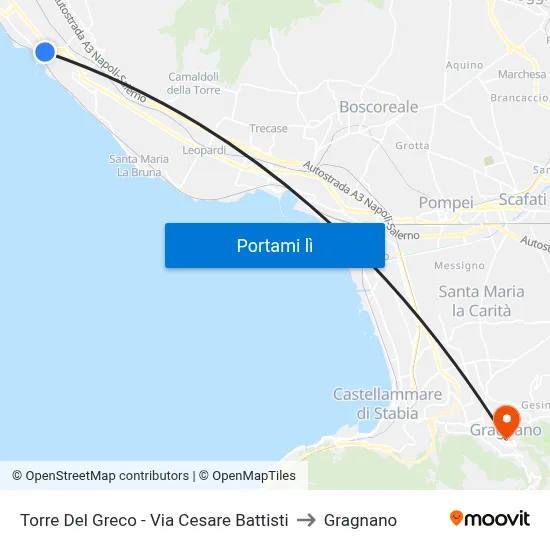 Torre Del Greco - Via Cesare Battisti to Gragnano map