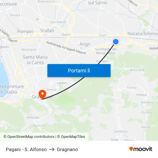 Pagani - S. Alfonso to Gragnano map