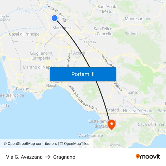 Via G. Avezzana to Gragnano map