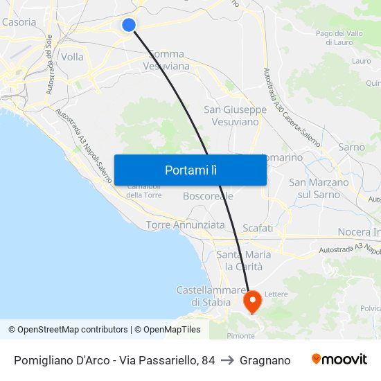 Pomigliano D'Arco - Via Passariello, 84 to Gragnano map