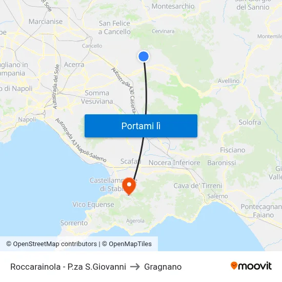 Roccarainola - P.za S.Giovanni to Gragnano map