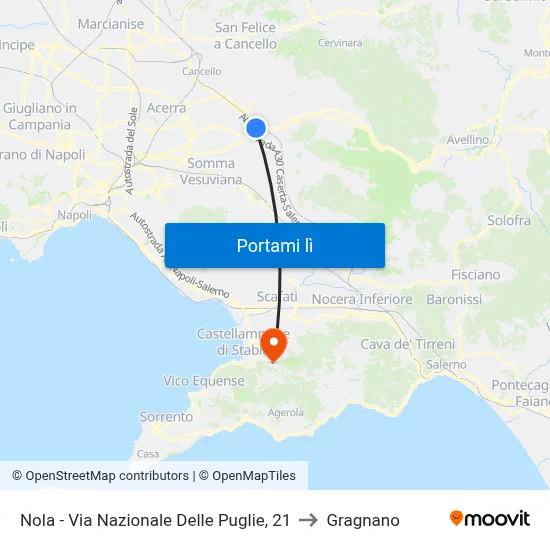 Nola - Via Nazionale Delle Puglie, 21 to Gragnano map