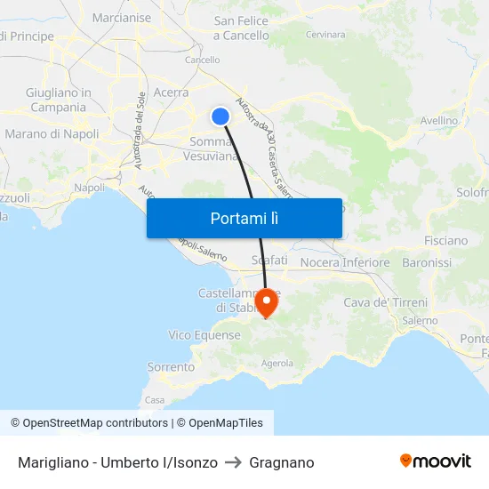 Marigliano - Umberto I/Isonzo to Gragnano map