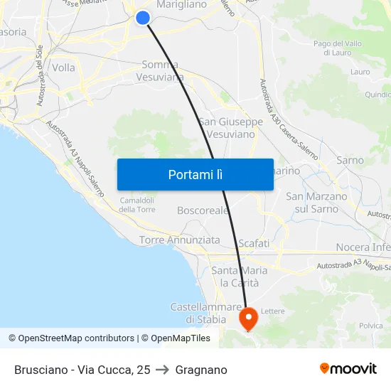 Brusciano - Via Cucca, 25 to Gragnano map