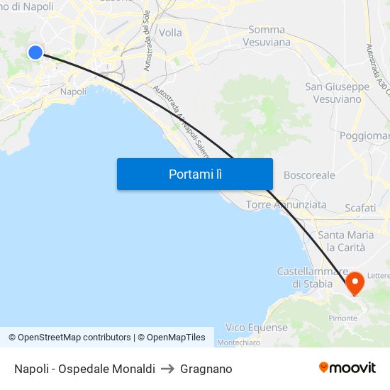 Napoli - Ospedale Monaldi to Gragnano map