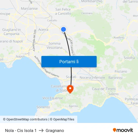 Nola - Cis Isola 1 to Gragnano map
