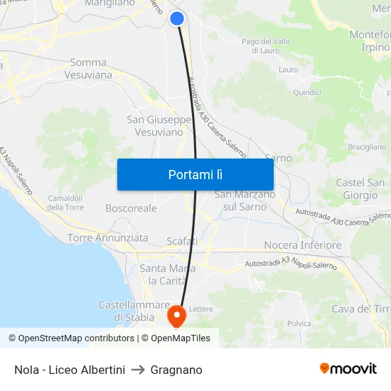 Nola - Liceo Albertini to Gragnano map