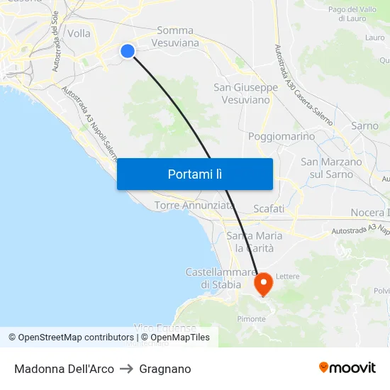 Madonna Dell'Arco to Gragnano map