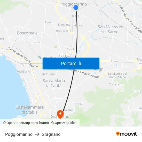 Poggiomarino to Gragnano map