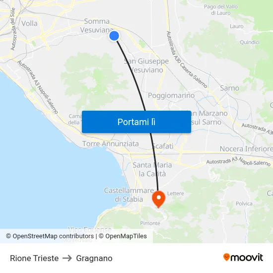Rione Trieste to Gragnano map