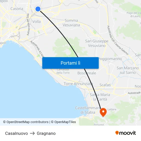 Casalnuovo to Gragnano map