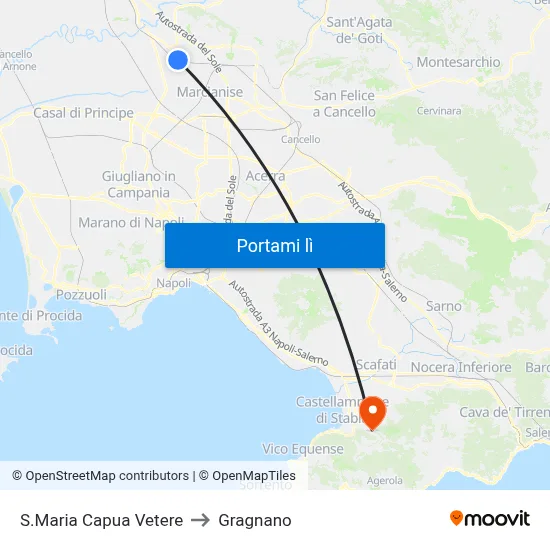 S.Maria Capua Vetere to Gragnano map