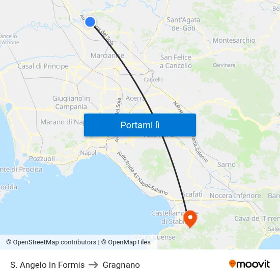 S. Angelo In Formis to Gragnano map
