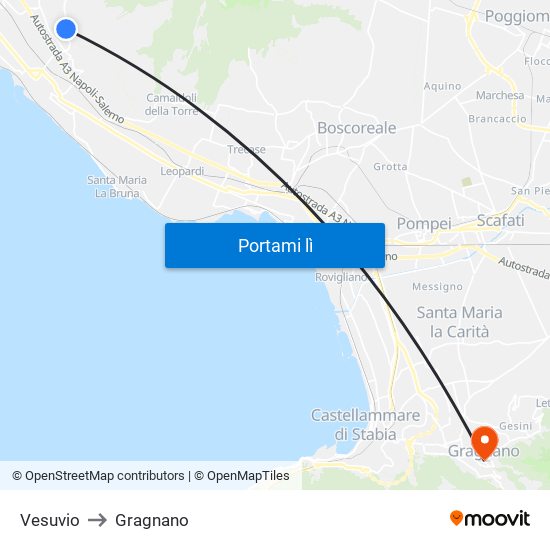 Vesuvio to Gragnano map