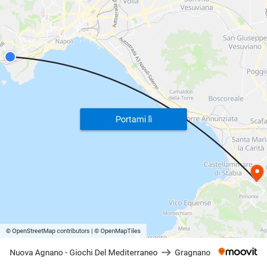 Nuova Agnano - Giochi Del Mediterraneo to Gragnano map