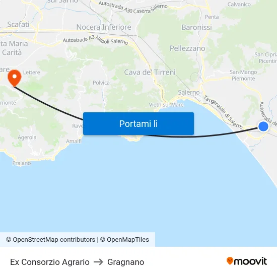 Ex Consorzio Agrario to Gragnano map