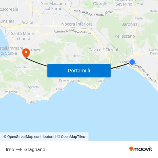 Irno to Gragnano map