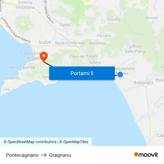 Pontecagnano to Gragnano map