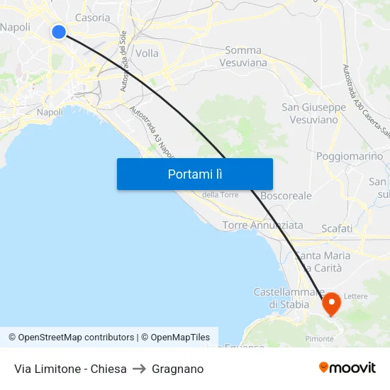 Via Limitone - Chiesa to Gragnano map