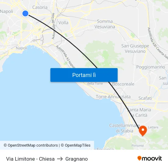 Via Limitone - Chiesa to Gragnano map