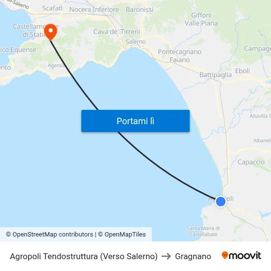 Agropoli Tendostruttura (Verso Salerno) to Gragnano map