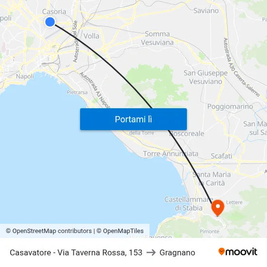 Casavatore - Via Taverna Rossa, 153 to Gragnano map