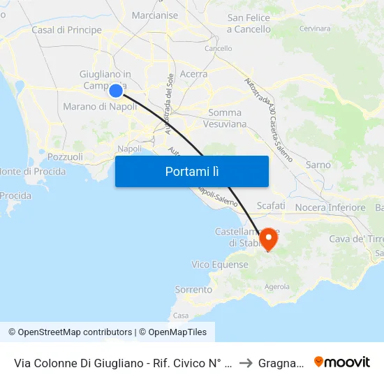 Via Colonne Di Giugliano - Rif. Civico N° 44 to Gragnano map