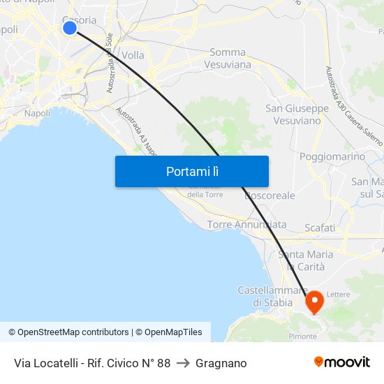 Via Locatelli - Rif. Civico N° 88 to Gragnano map