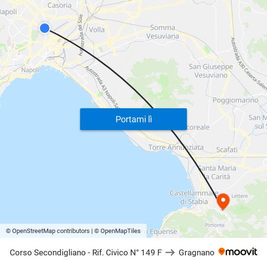 Corso Secondigliano - Rif. Civico N° 149 F to Gragnano map