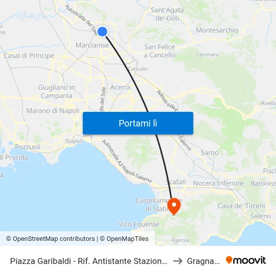 Piazza Garibaldi - Rif. Antistante Stazione FS to Gragnano map