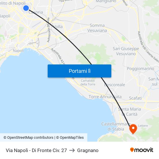 Via Napoli - Di Fronte Civ. 27 to Gragnano map