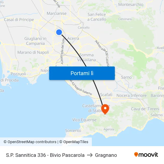 S.P. Sannitica 336 - Bivio Pascarola to Gragnano map