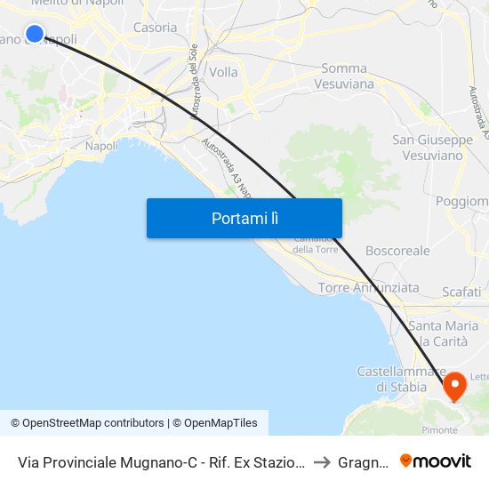 Via Provinciale Mugnano-C - Rif. Ex Stazione Alifana to Gragnano map