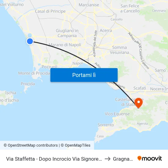 Via Staffetta - Dopo Incrocio Via Signorelle to Gragnano map
