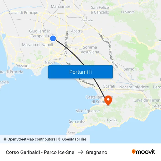 Corso Garibaldi - Parco Ice-Snei to Gragnano map