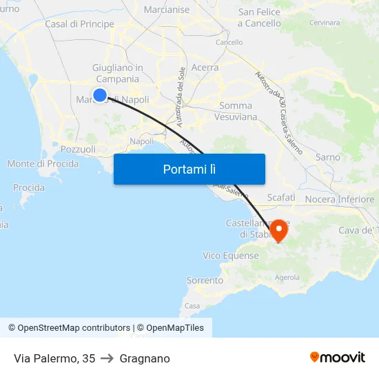 Via Palermo, 35 to Gragnano map