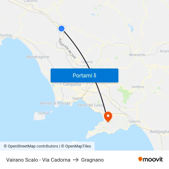 Vairano Scalo - Via Cadorna to Gragnano map