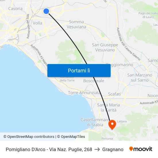 Pomigliano D'Arco - Via Naz. Puglie, 268 to Gragnano map
