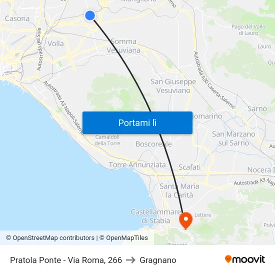 Pratola Ponte - Via Roma, 266 to Gragnano map
