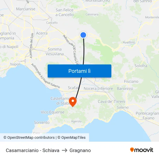 Casamarcianio - Schiava to Gragnano map