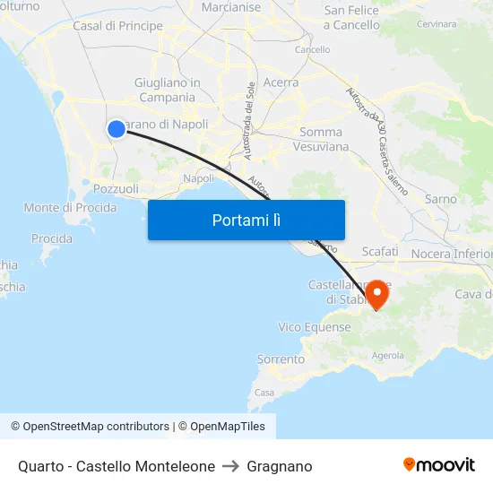 Quarto - Castello Monteleone to Gragnano map