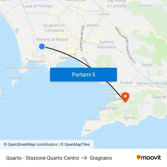 Quarto - Stazione Quarto Centro to Gragnano map